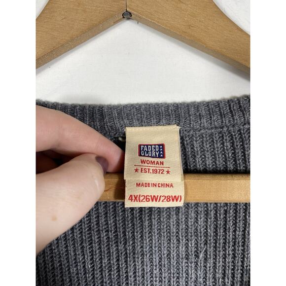 Faded Glory Y2K Cardigan Sweater 4X Babydoll Gray Knit Whimsigoth Fairy Grunge - Picture 8 of 12